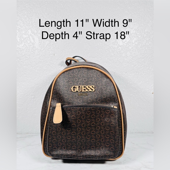 GUESS Monogram Brown and Tan Backpack - Picture 8 of 13